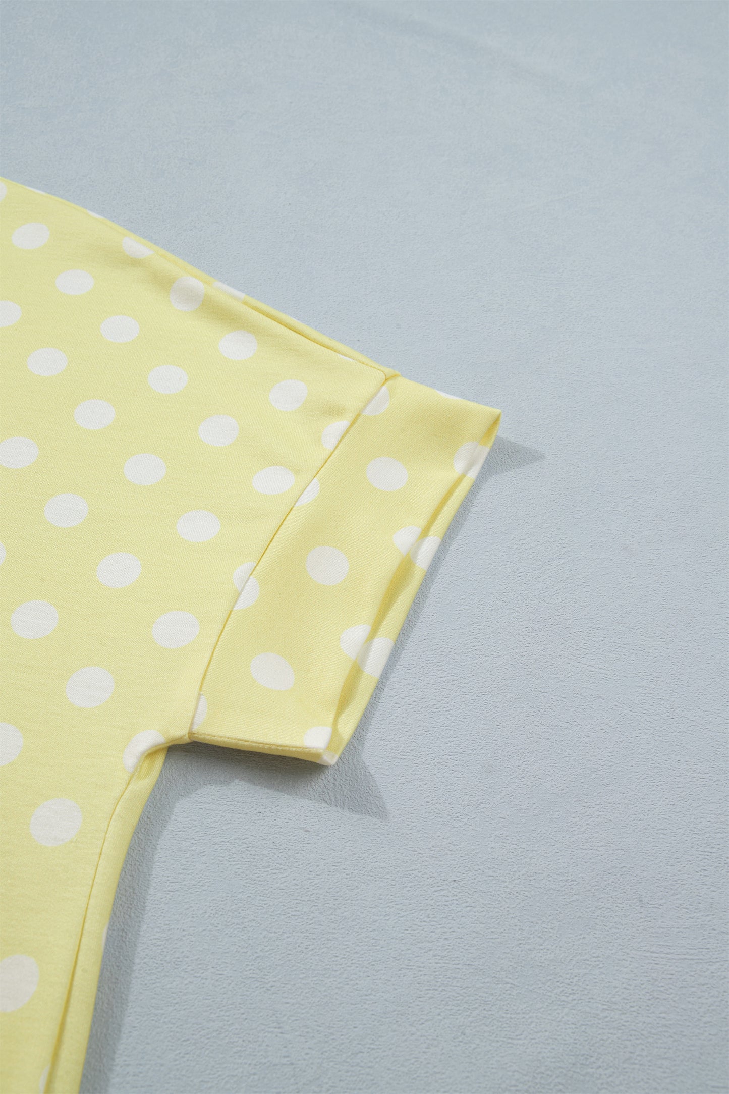 Polka Dot Print Color Block Trim Mock Neck Short Set