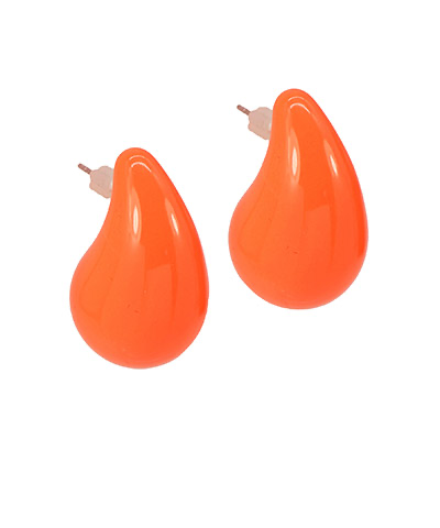 Color coated teardrop earrings in six vibrant shades, featuring a sleek modern design and lightweight metal construction.