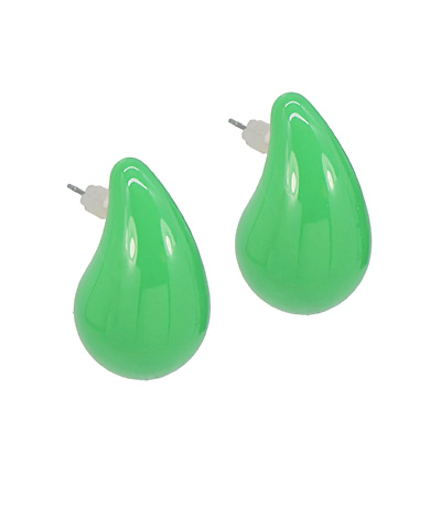 Color coated teardrop earrings in six vibrant shades by Modern Grace, featuring smooth, glossy finishes and stylish drop design.