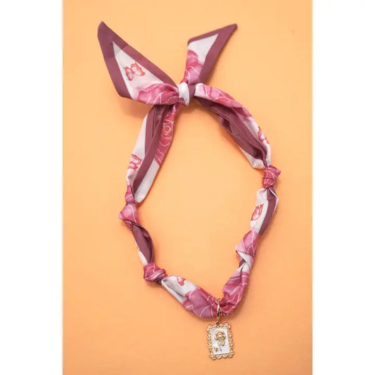 Vintage Rose Handcrafted Scarf Interchangeable Charm Necklace
