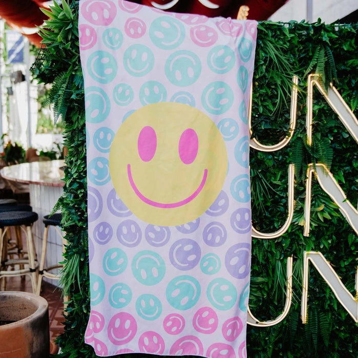 Pastel Happy Face Pool Beach Towel