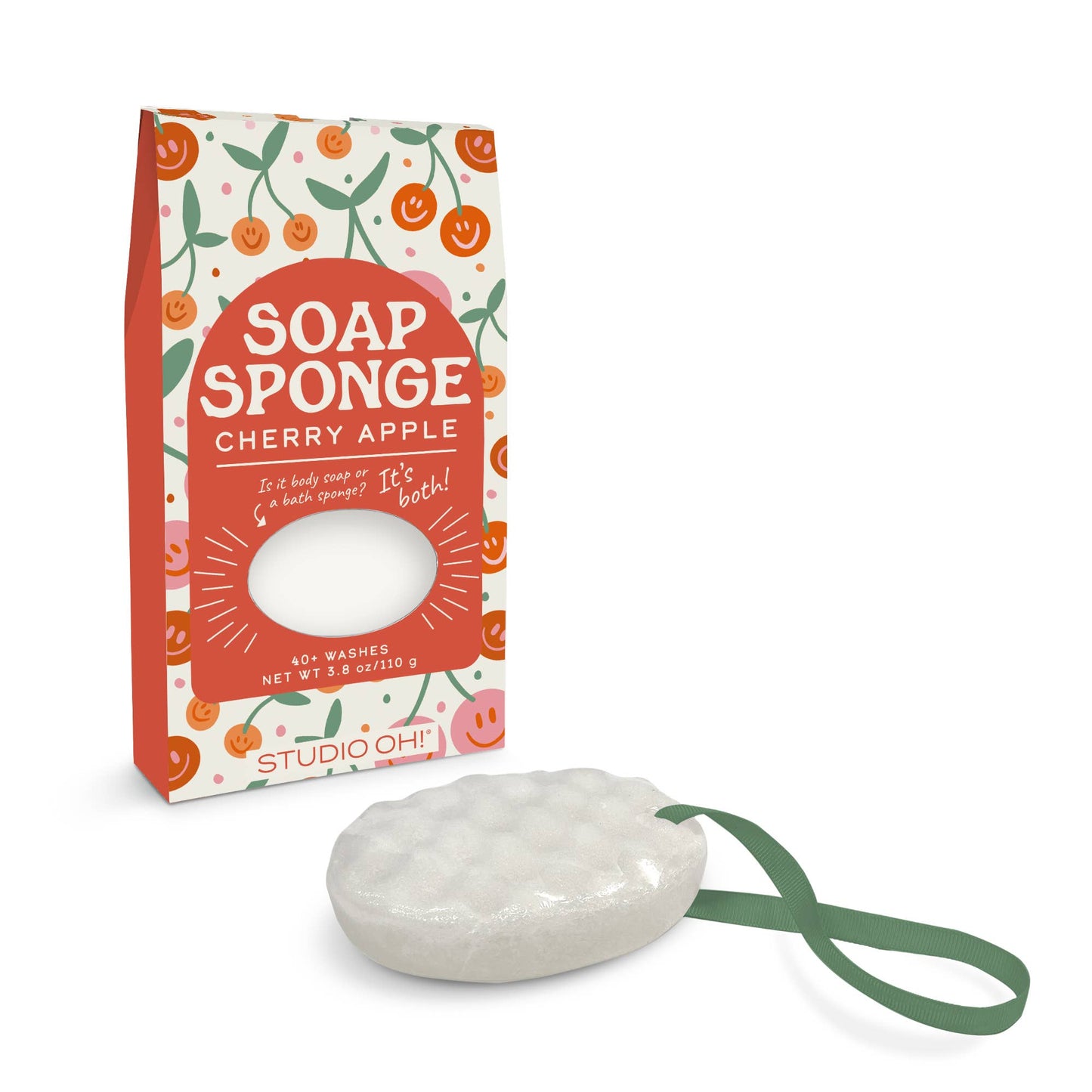 Studio Oh! Be All Smiles Soap Sponge for bath and body, featuring a cheerful smile design and soft, exfoliating texture.
