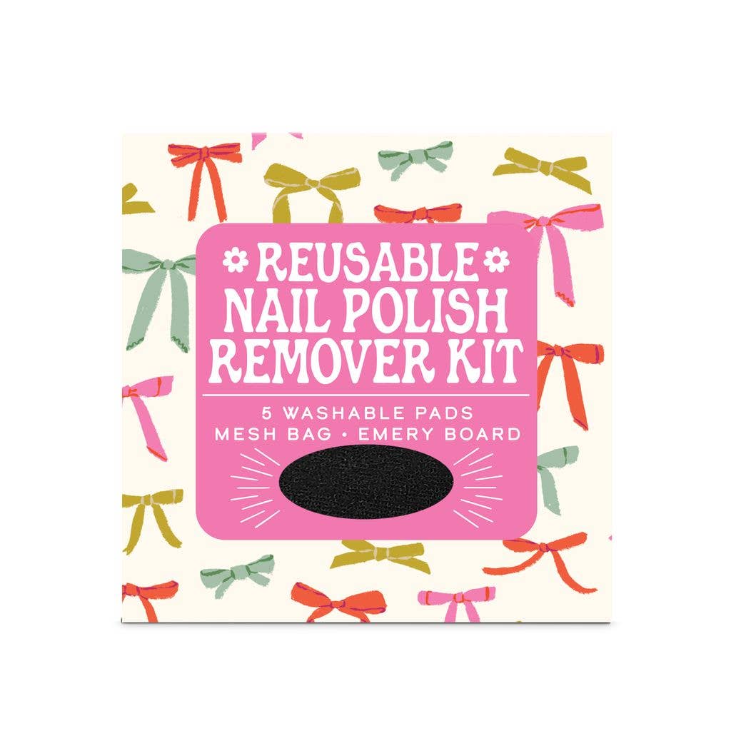 Studio Oh! Put a Bow on It reusable nail polish remover kit with colorful pads and compact design.